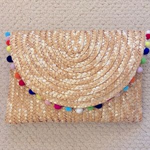 Shiraleah Straw Pom-Pom Clutch